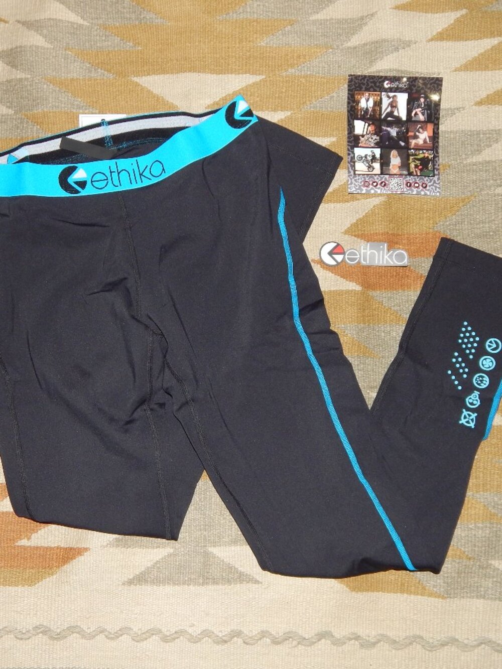 Ethika Women's L Subzero Performance Full Tight - Black w Blue Accent NWT